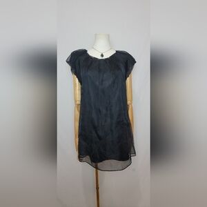 Diane Von Furstenburg Black Sheer Silk Top, Size 8